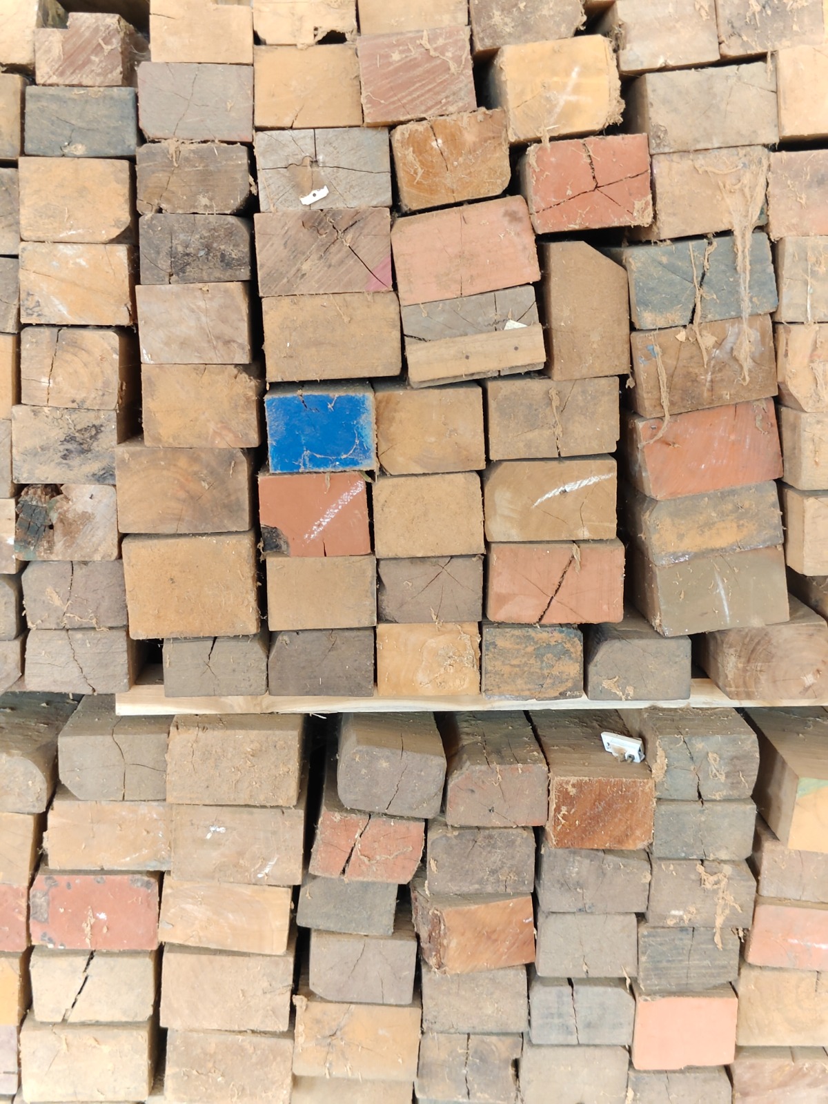 Cut timber blocks